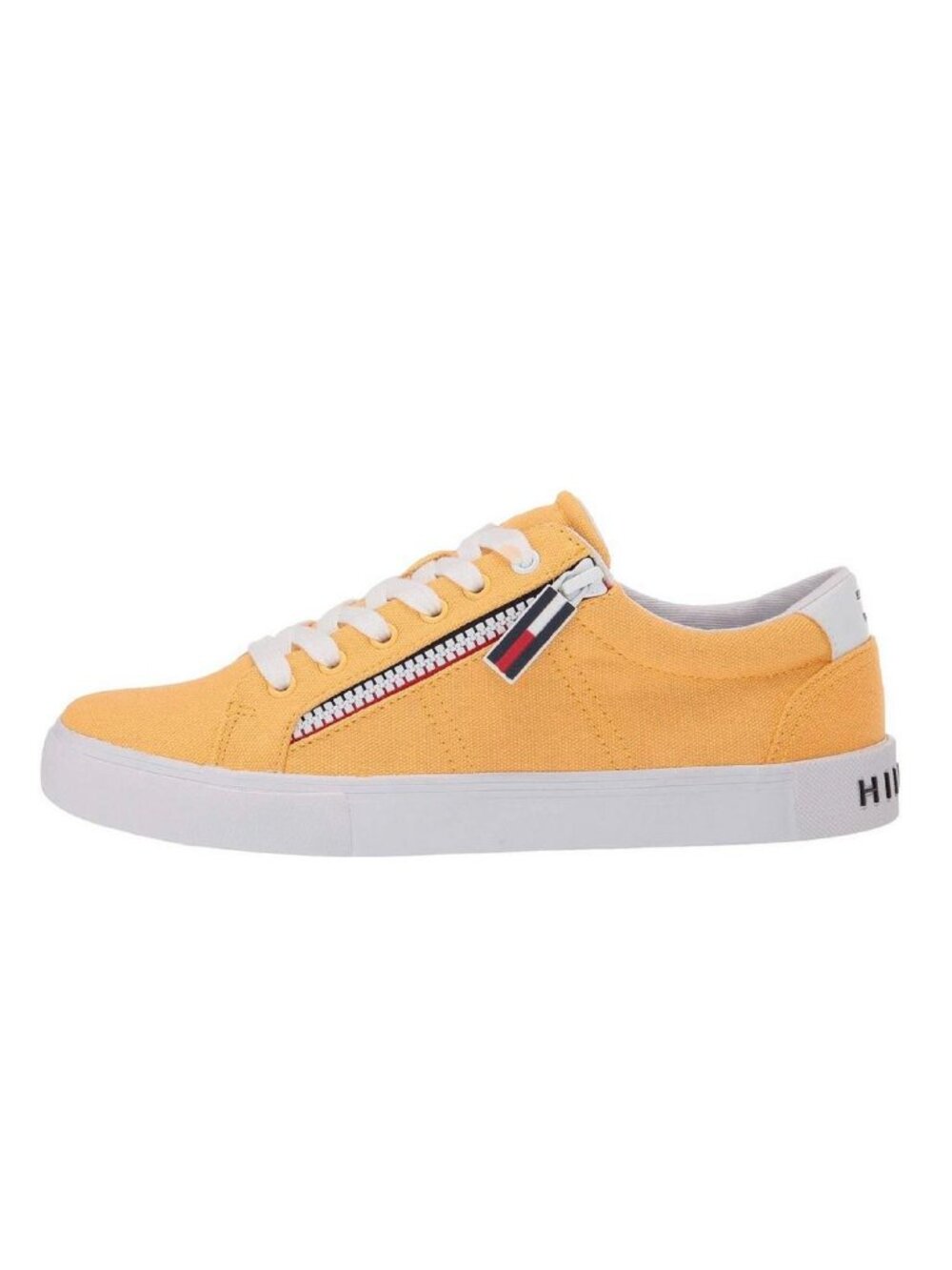 new YELLOW Tommy Hilfiger Women's PASKAL2 Zipper-Detail Canvas Sneakers Sz 8.5 M